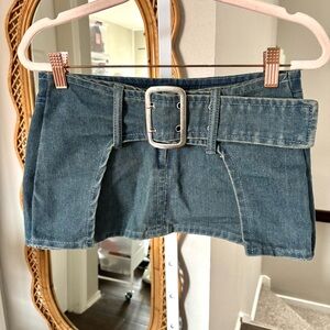 Micro Jean Mini Skirt Belted Y2K